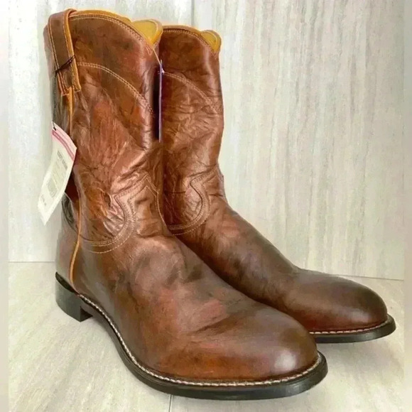 JUSTIN MARBLED CHESTNUT ROPER BOOTS 3163 Men’s Size 10.5 D NWT - Picture 1 of 10